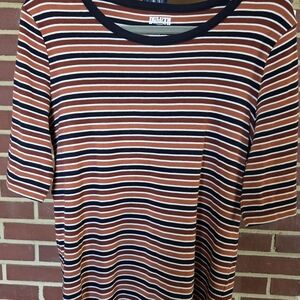 Duluth Trading Co 100% Cotton Womans Longtail Striped Short Sleeve Tee Medium